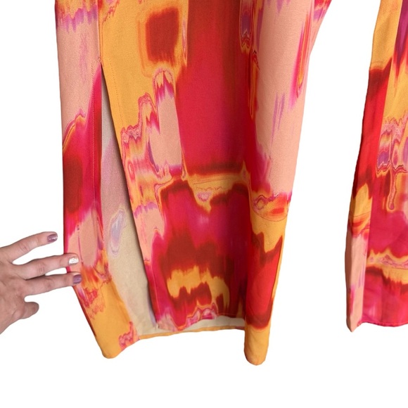 Tiger Mist Vibrant Multicolor Wide Leg Pants with Slits - Picture 4 of 9